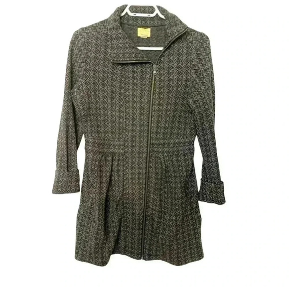 Telluride Zip Up Dress, thick wool blend, 2 Zippered Side Pockets, gray w black - Picture 1 of 11